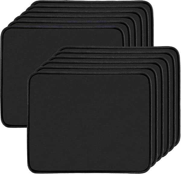 Musematte i 12-pakning, Gamingmusematte med sklisikker gummibase, Premium teksturert musematte med sydd kant, Vanntett musematte for bærbar PC