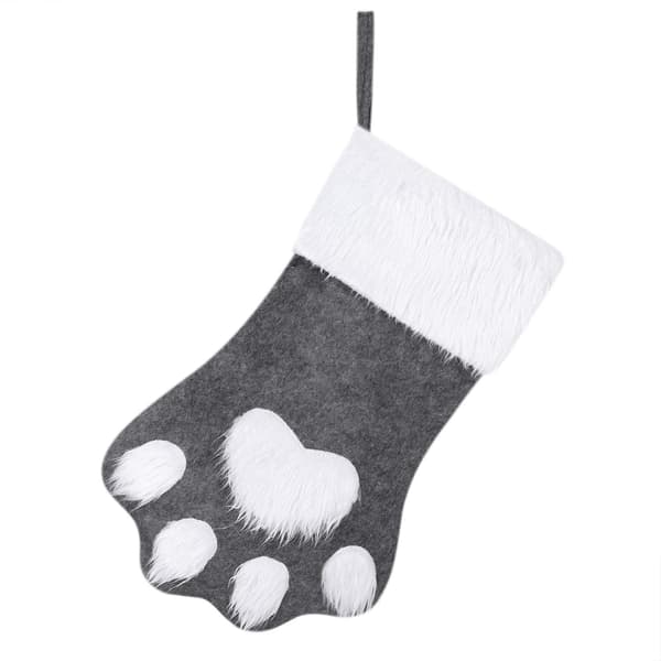 Christmas Stocking Hanging Stuffed Christmas Boot 3D Dog Paw Pattern
