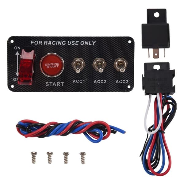 Biltenningsbryter 12V motorstart trykknapp 3-girs vippepanel