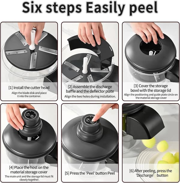 Electric Grape Peeler, Compact Automatic Fruit Peeler with 5 Blades, USB Rechargeable, One-Touch Tomato Peeler