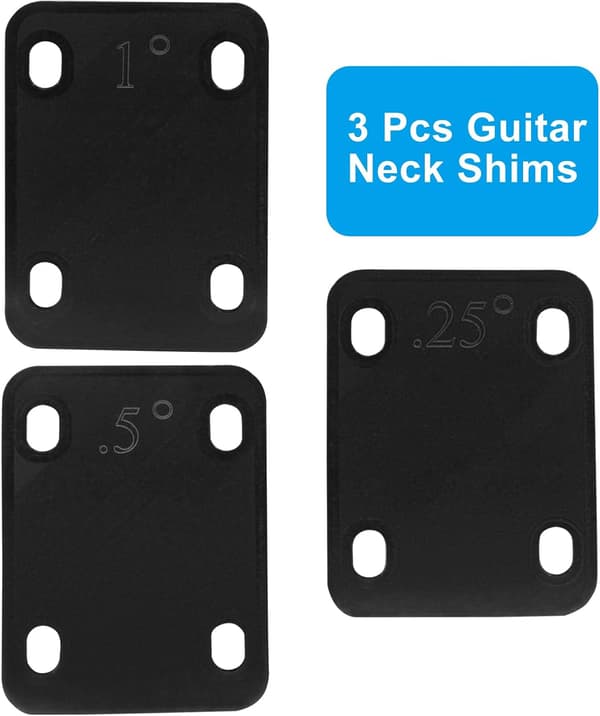 3-pack gitarrhalsbrickor, svart nylonpackning halsbrickskydd, 0,25°, 0,5°, 1° graders halsplattaverktyg för gitarrbasreparation