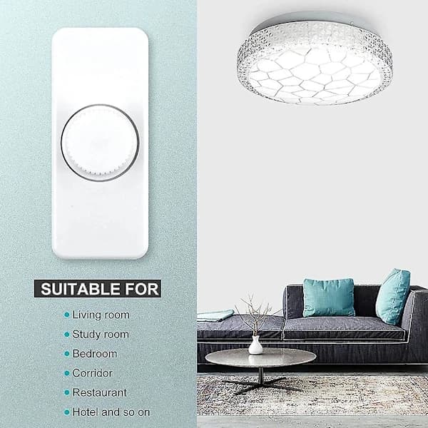 (pow yeah!) Inline LED-dæmper, indbygget roterende ON/OFF- og drejekontrol til dæmpbare 3-100W LED/glødepærer, hvid