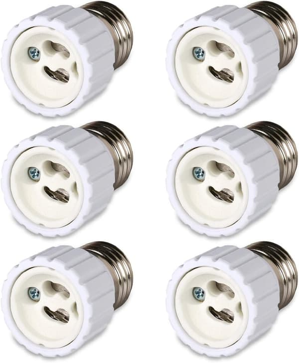 6-pack E27 bajonett till GU10 sockeladapter, 220-240V [Energiklass A]