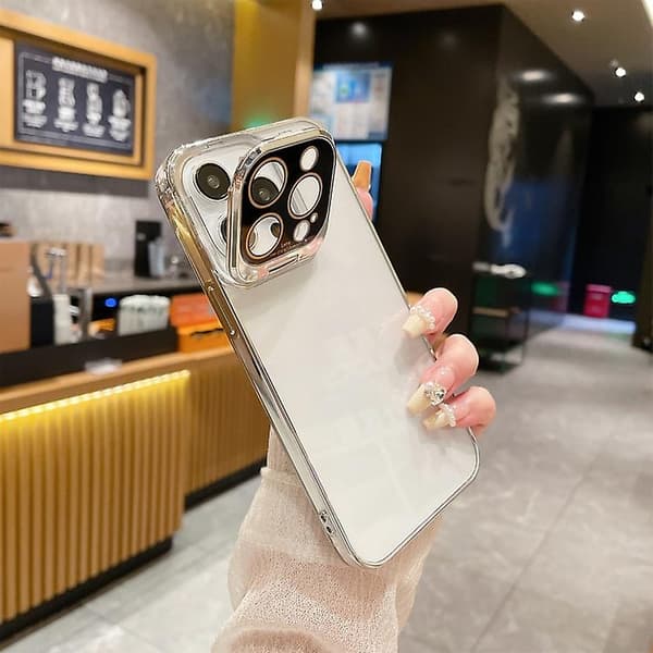 Elektroplettert linsebeskyttelse med holder TPU-telefondeksel for iPhone 14 Pro
