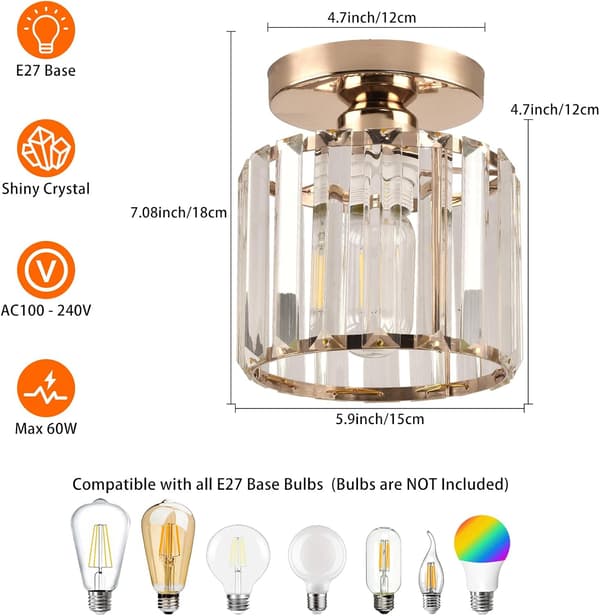 Elegant Guld LED Taklampa med Kristallaccenter för Sovrum & Kök [JUN]