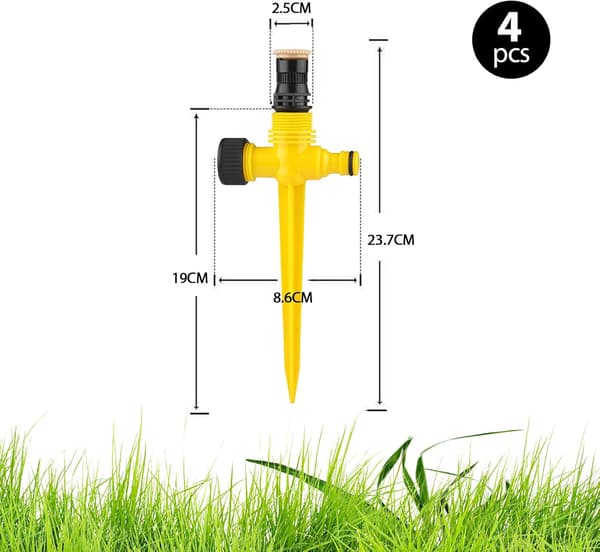 4 stykker plænevandingssprinklere, havesprinkler, 360°