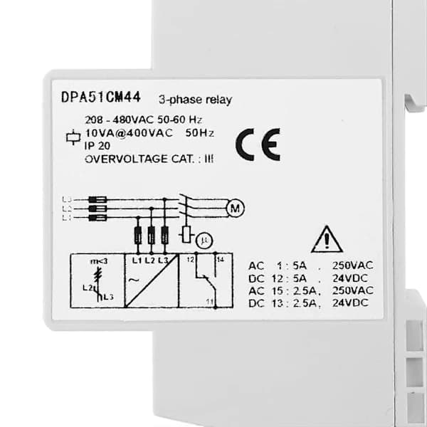 (pow yeah!) DPA51CM44 3-phase monitoring relay phase sequence protection 208-480VAC