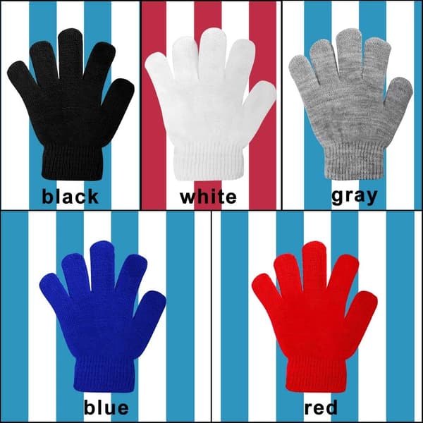 3-24 par vinterstrikhandsker til børn - hvide fingerdrenge og piger hvid, sort, grå, blå, rød White, Black, Gray, Blue, Red