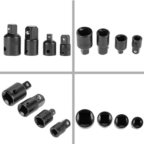 4-delt forstørrelses- og reduktionssæt skraldenøgleadapterreduktion adaptere til 1/2\" 1/4\" 3/8\" drivtoppe og bits