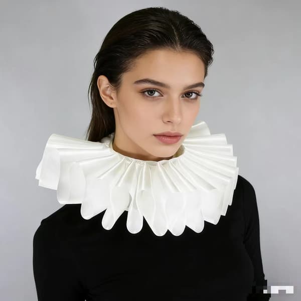 Renaissance Elizabethan Ruff Krage Halsband Kvinnor Viktoriansk Kostym Halloween Cosplay Vit