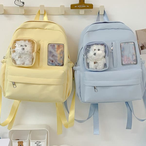 Children's School Backpack, Large Capacity, Breathable Nylon, Polyester and PVC, Bear Pendant, for School, Blue, 26 x 32 x 12 cm