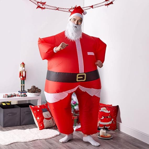 Oppustelig julemandsdragt i én størrelse til voksne