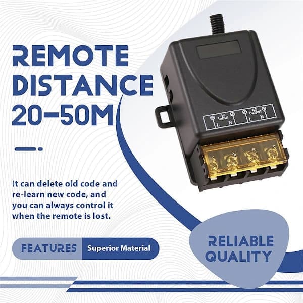 (pow yeah!) AC 220V 30A 1CH 433MHz Wireless Remote Control Switch RF Relay Receiver + On/Off Transmitter for Ele