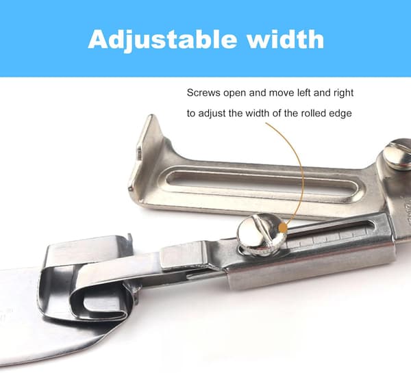 New Adjustable Rolled Hem Foot with Adjustable Width, Sewing Machine Accessory for Rolled Hem, Hemming Tool (15-25mm)