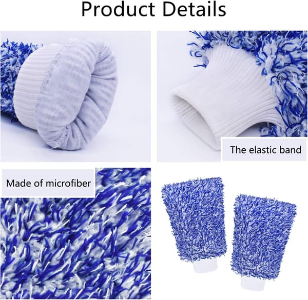 Par af mikrofiber bilvaskehansker (blå), rengøringshandsker udstyret
