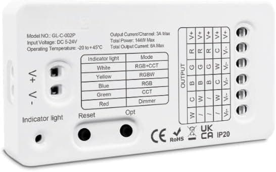 Zigbee 3.0 Smart RGBCCT 5-i-1 og App SmartThings IP20 til LED-controller til lysdæmper med stemmestyring Alexa 5-24V Belysningsmodul Hvid