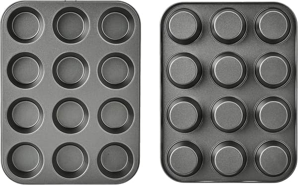 Non-stick Rund Muffinplade i Kulstofstål, 2-pak, Grå