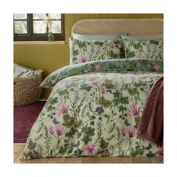 Furn Mystic Berry blomstrete vendbart sengesett dobbel grønn Green Double