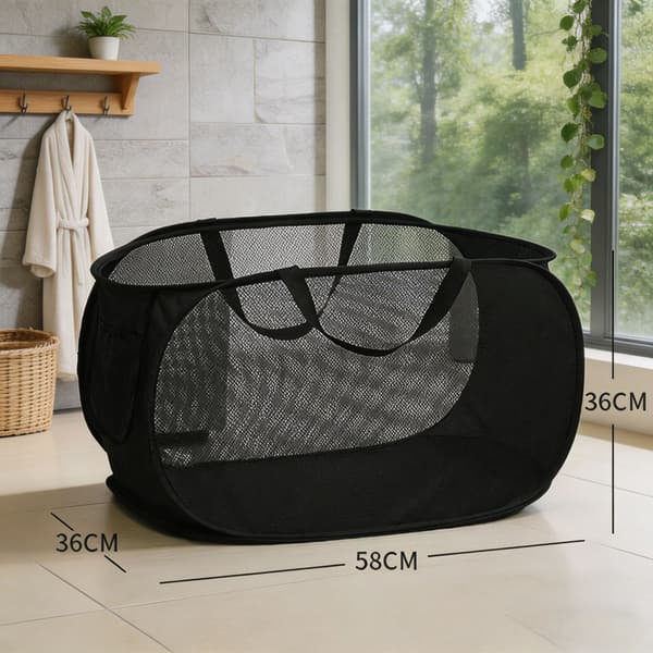 Foldable Laundry Basket Large Capacity Mesh Breathable Dirty Clothes Storage Organizer for Bathroom, Dorm, and Bedroom 36*36*58 36*36*58