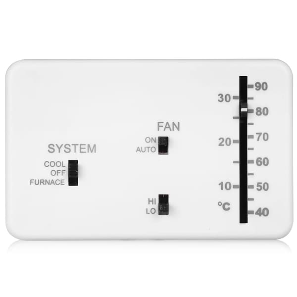 RV/Caravan Thermostat Replacement, Analog Manual Heat and Cool Controller with Clear Labels, White ABS