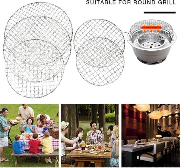 WMLBK Grillrist, Rund BBQ Grill, Rustfrit Stål Trådnet, Dampende Kølerist Til Udendørs Camping Picnic Bagning