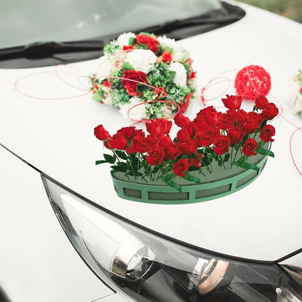 Halvmåneformet blomsterskumbase til blomsterarrangementer til kunstige og friske blomster brudebuketholder
