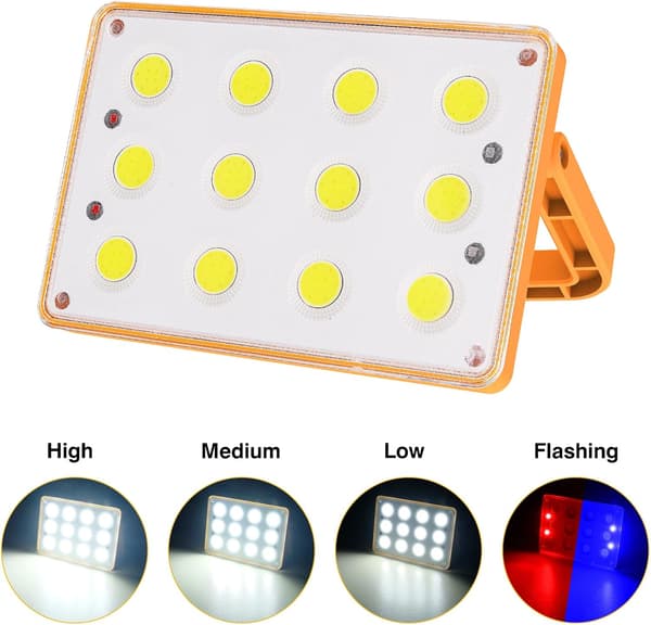 60W Oppladbar LED-flomlys 120 COB 4 moduser Solcelleladbar
