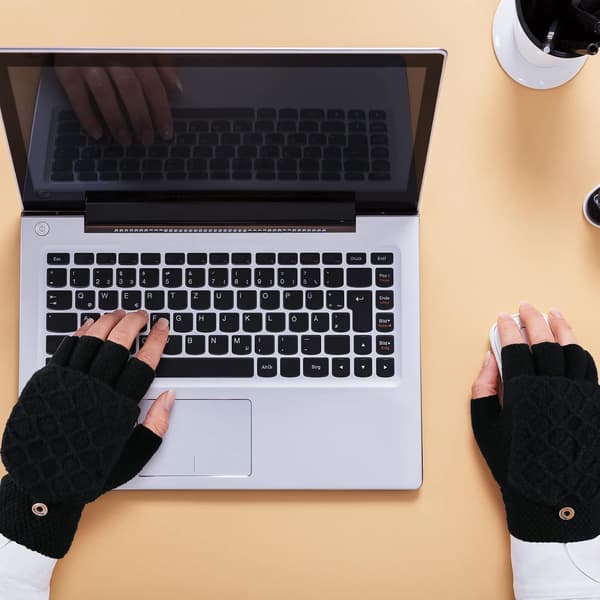 2 par vinter USB-opvarmede handsker, fingerløse håndvarmere, elektrisk opvarmning med knapvanter, sort, grå