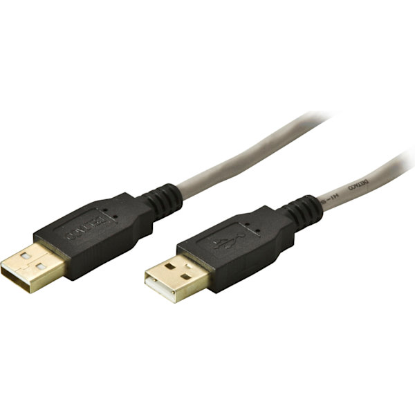 USB 2.0-kabel Typ A hane - Typ A hane 2m Grå
