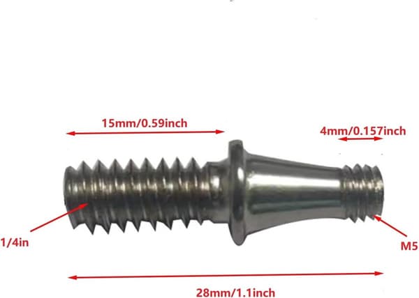 Metal Ball Head Adapter Set - M5 Screw Hole, 1/4\" Rod, 20mm Diameter, for Broadcast Mount