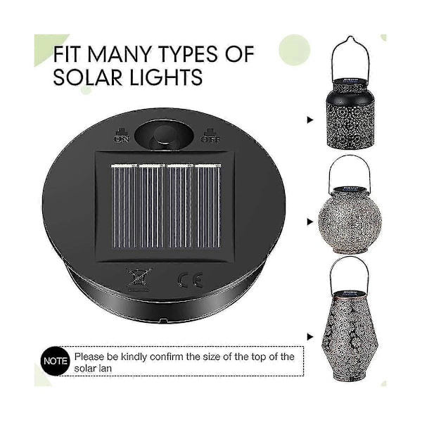 8 stk. solcellelys erstatningstopp solcellelyktedeler LED solcellepanel lyktelokk lamper for uteplass