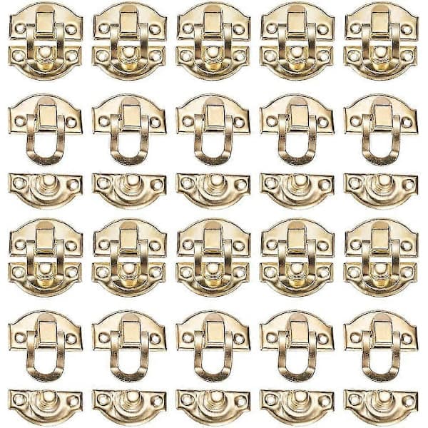20-pack smyckeskrinlås, trälås, 29 mm x 26 mm, guld