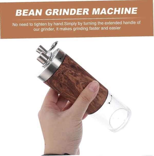Manual Coffee Grinder with Ceramic Burr, Retro Wood Design, Compact for Travel and Camping