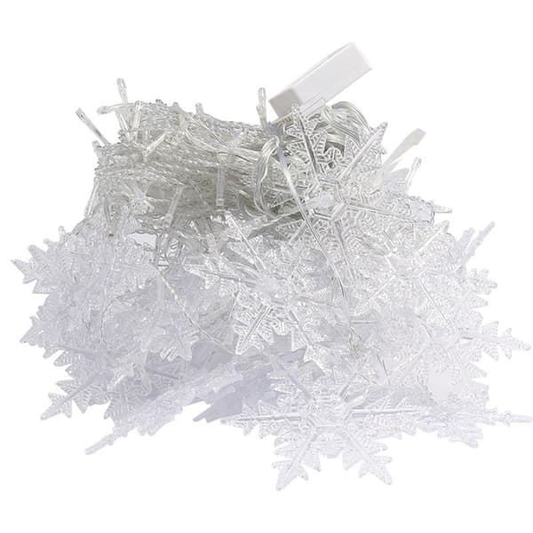 Lyskæde, gardinlampe, 4m LED-lys snefnug 8