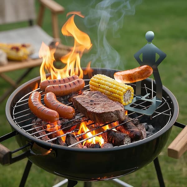 4 morsomme BBQ-tilbehør Pølsestativholder Bærbart grillstativ i rustfritt stål