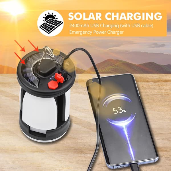 USB-genopladelig solcellecampinglampe sammenklappelig LED-campinglampe Po