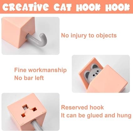 4-delt Kawaii kat dørkrog, pop-up sød kat praktisk krog, ca