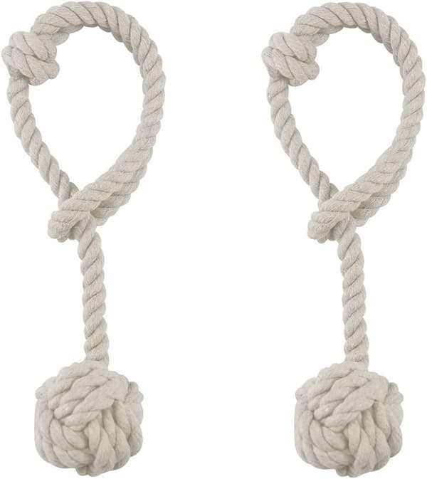 Beige gardinbinding (64 cm), 2 stk. gardinbindinger, håndknyttet