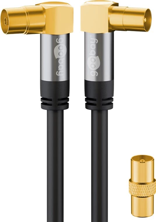 TV-antennekabel (135 dB), 4x skærmet Svart
