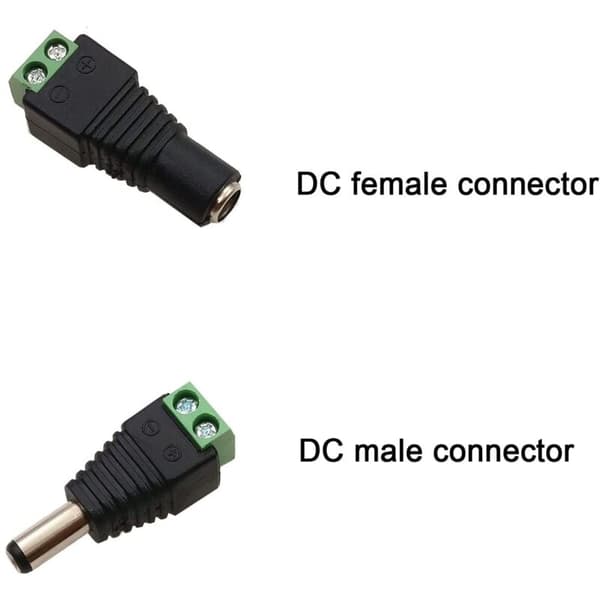 4-pak 5,5 mm 2,1 mm DC han- og hunstrømstikadapter 12 V-adapterstik, DC han-/hunstik, til CCTV-kamerasikkerhedssystem LED-lys