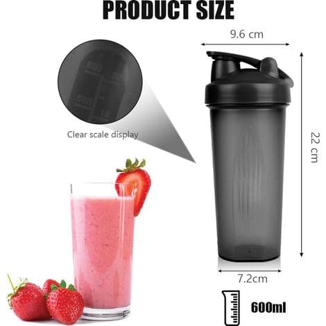 600 ml proteinshaker, 2 st proteinshaker med blandningsboll, proteinshakerflaska för proteindryck