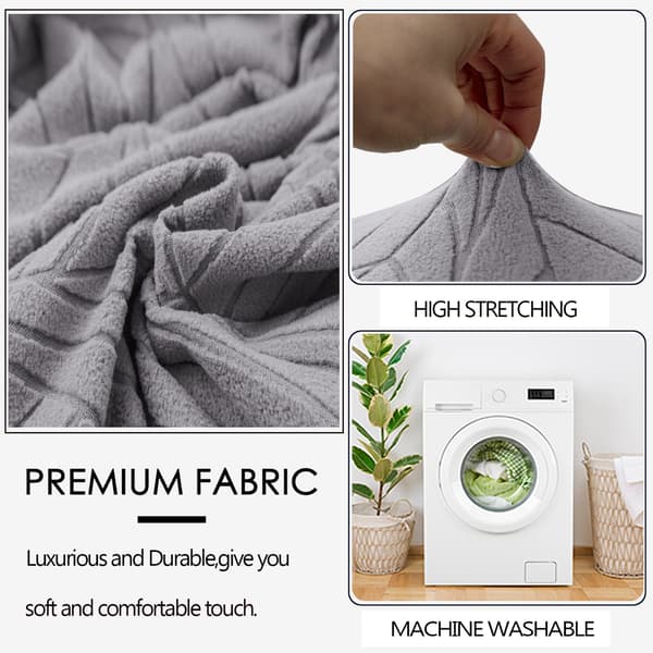 Ljusgrå, blad jacquard mittbaks stolsöverdrag, casual hem re