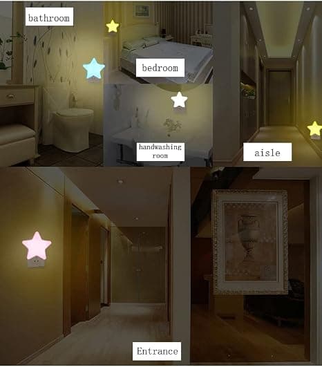 (Pink) Starry Night Light, Energy Saving LED Night Light for Kids, Plug-in Night Light, Light Sensor Night Light, Smart Night Light, Hallway Light