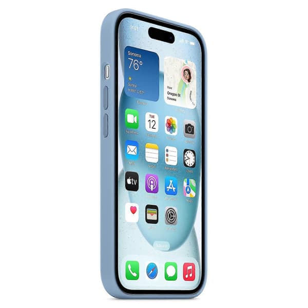 Etui til iPhone 15 Kompatibel med MagSafe Ridsefast Silikoneetui - Rød Lyseblå iPhone 15 Lyseblå Light blue iPhone 15