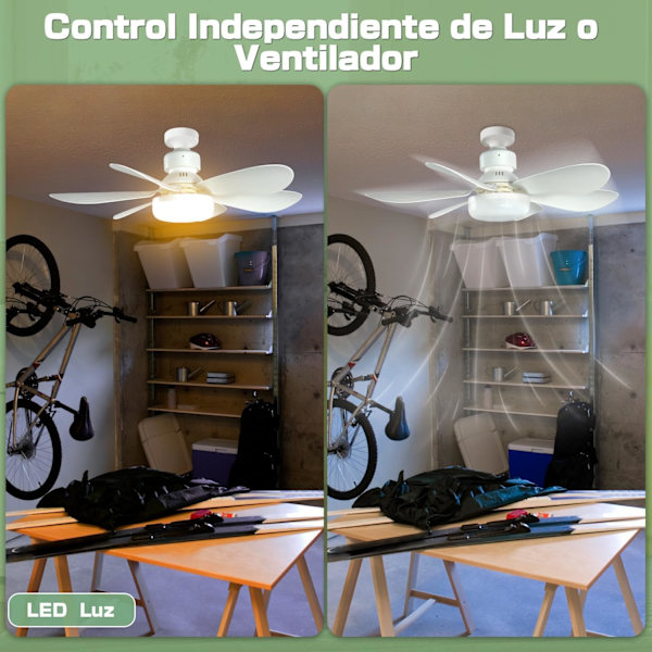 52 cm Silent Ceiling Fan with LED Light and Remote Control, 40W Ceiling Fan Lamp, with E27 Socket