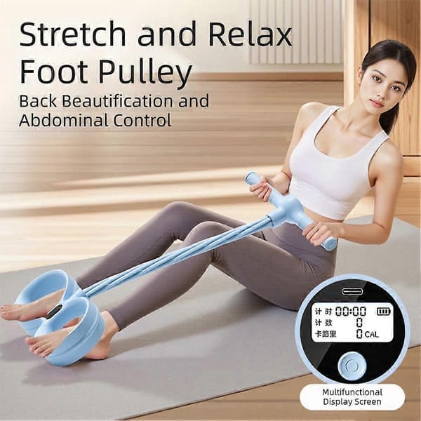 Fodpedal modstandsbånd til situps - Situp-assistent, passer til alle niveauer, til hjemmegym, daglige morgenrutineøvelser