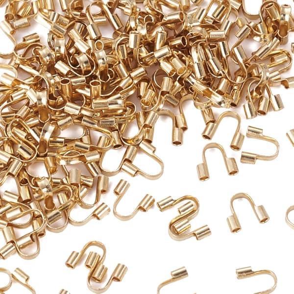 150 st U-formad trådskydd 18K guldpläterad skydd 18k Gold-1mm Hole