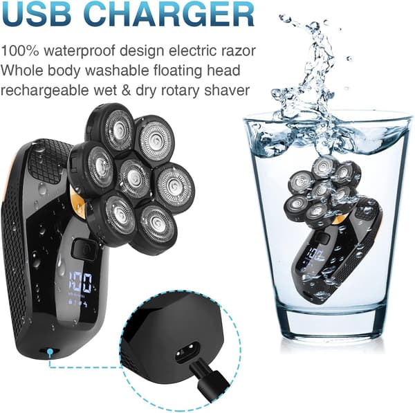 Electric Shaver for Men, 5-in-1 Shavers with Cordless 7D Rotary Heads