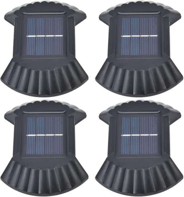 4 sett multifunksjonelle vanntette LED solcelle vegglamper dekorative lamper veggmontering for uteplass hage (varmt lys)