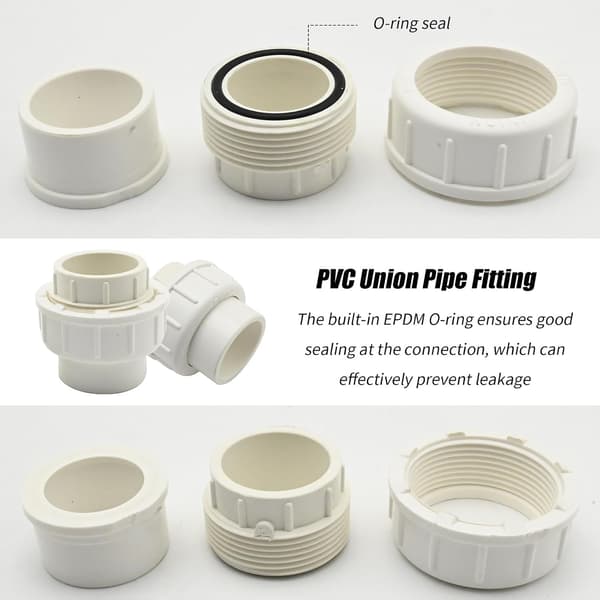 4 stk. 1\" hvid PVC-unionsrørsfitting (muffe x muffe), slipadapterkobling Schedule 40 EPDM O-ring, -